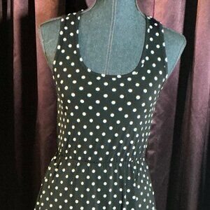 BLACK DRESS WITH WHITE DOTS - 50'S STYLE - Longer in Back